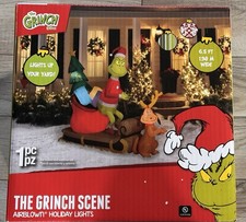 NEW! 6.5ft Grinch & Max Sleigh